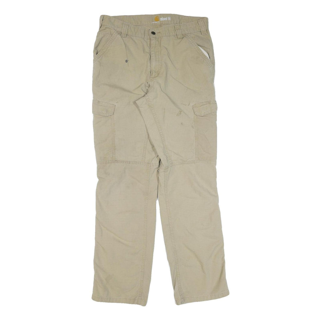CARHARTT Mens Cotton Blend Beige Regular Straight Trousers W34 L34 Utility