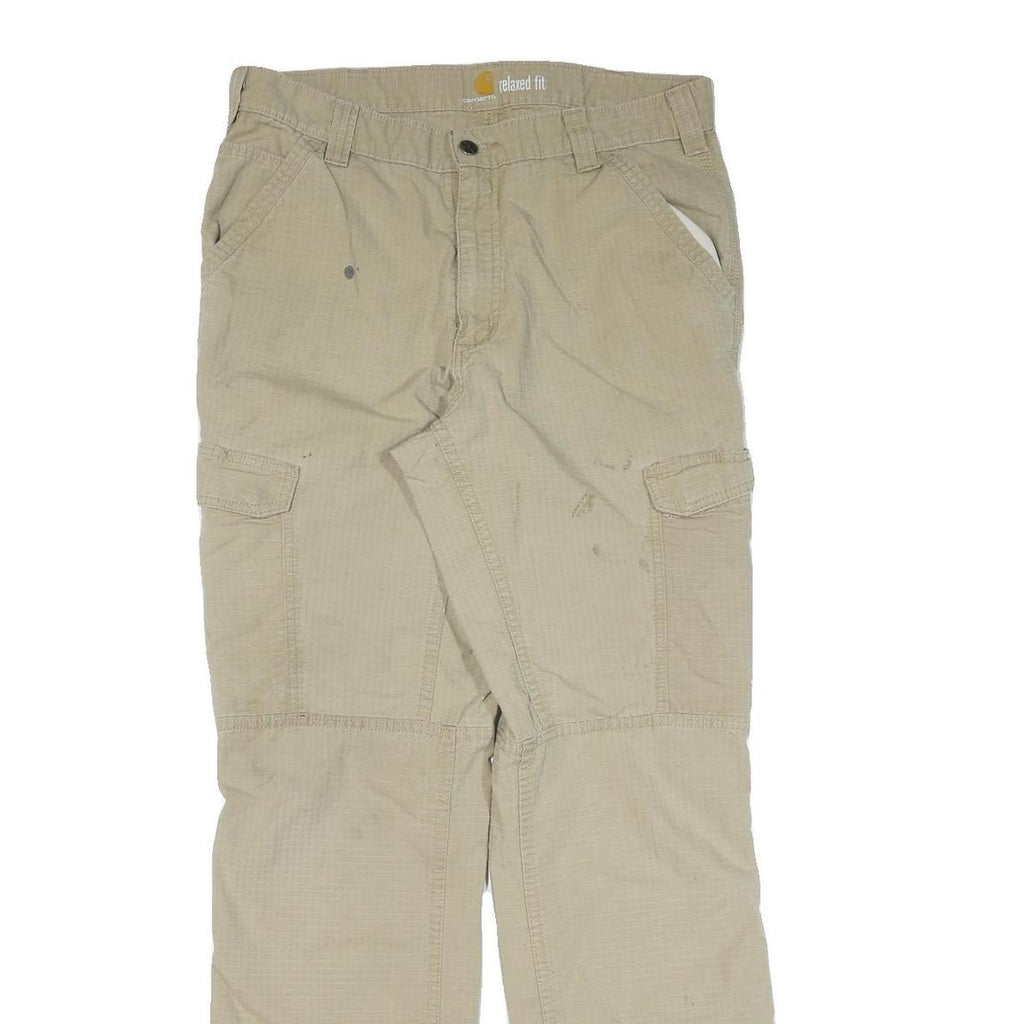 CARHARTT Mens Cotton Blend Beige Regular Straight Trousers W34 L34 Utility