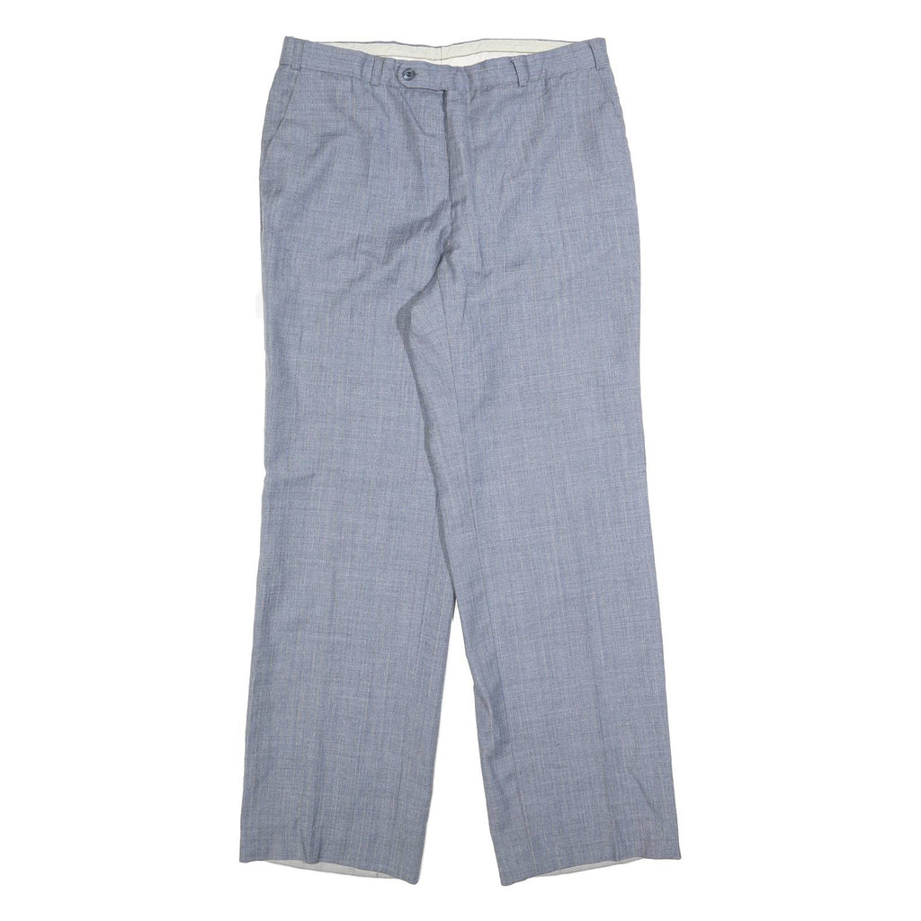 Relaxed Mens Blue Straight Trousers W32 L32 Smart Casual Zip Fastening