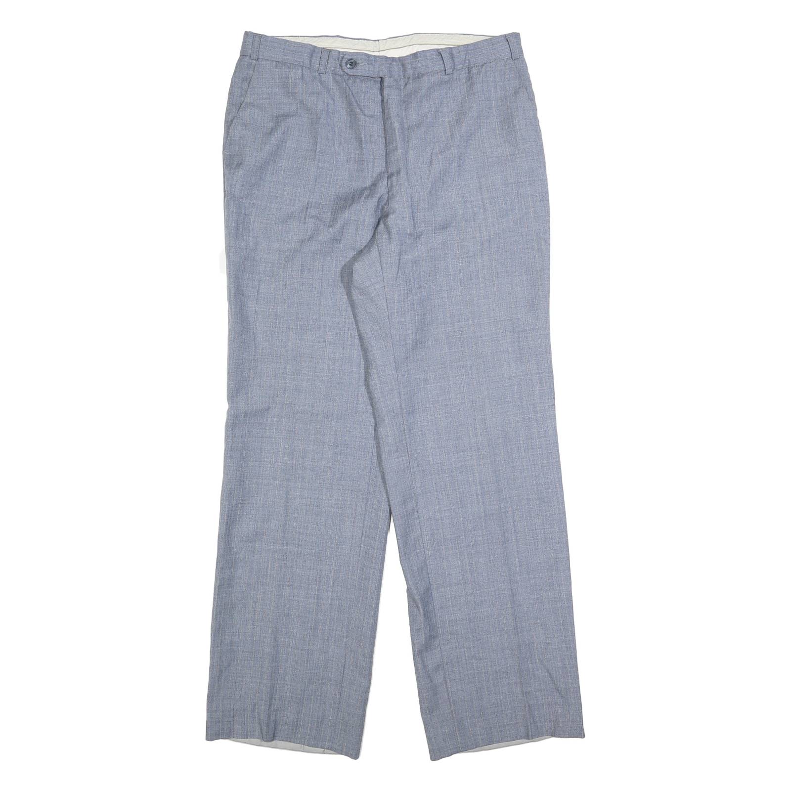 Relaxed Mens Blue Straight Trousers W32 L32 Smart Casual Zip Fastening