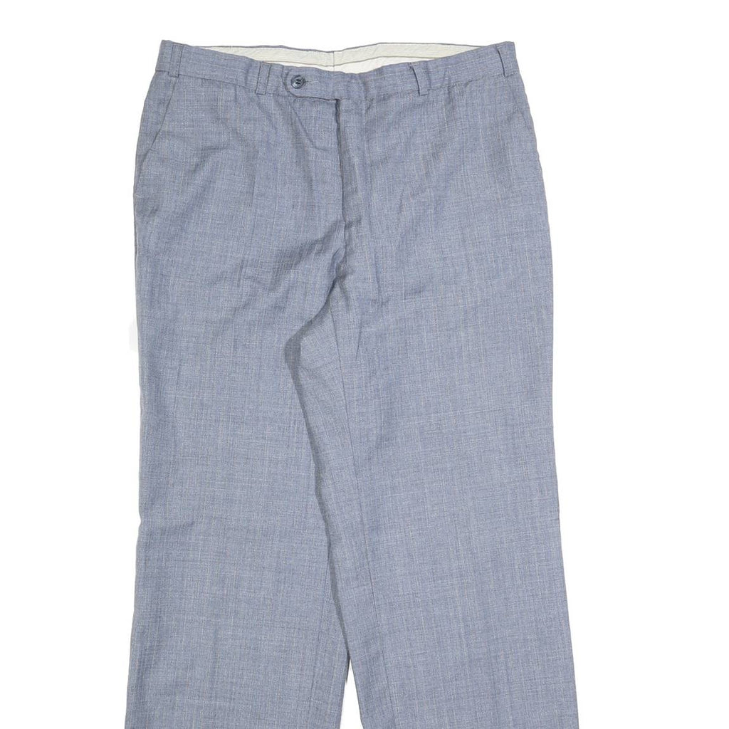 Relaxed Mens Blue Straight Trousers W32 L32 Smart Casual Zip Fastening