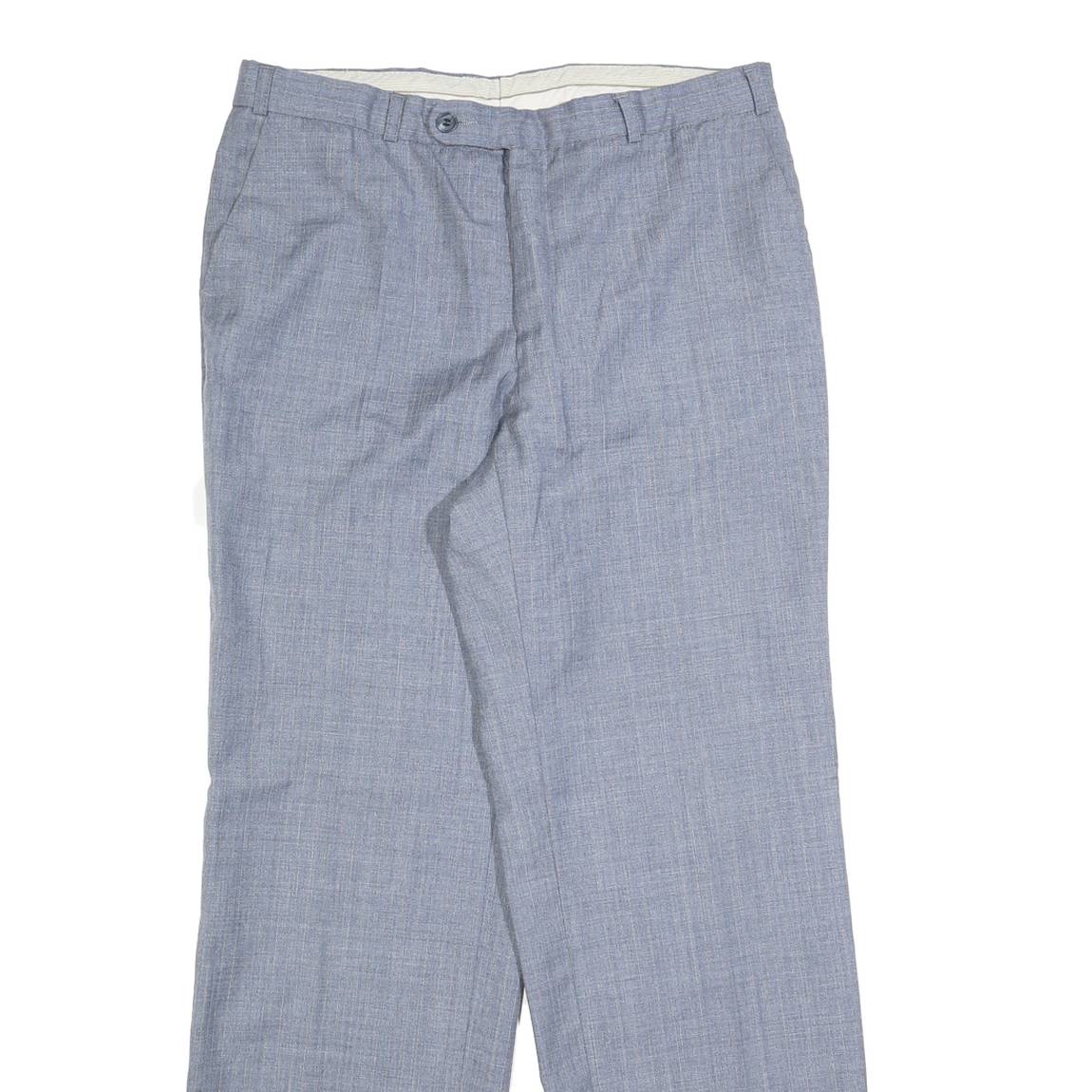 Relaxed Mens Blue Straight Trousers W32 L32 Smart Casual Zip Fastening
