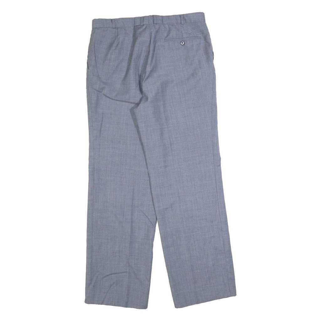 Relaxed Mens Blue Straight Trousers W32 L32 Smart Casual Zip Fastening
