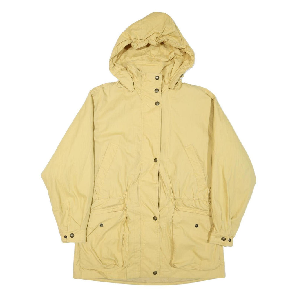 WOOLRICH Womens Yellow Hooded Button Jacket M Polyester Blend Outerwear Casual