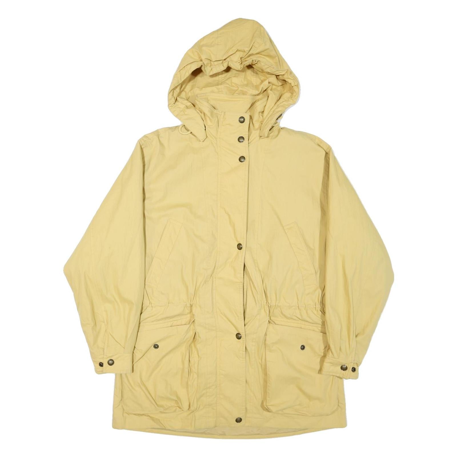 WOOLRICH Womens Yellow Hooded Button Jacket M Polyester Blend Outerwear Casual