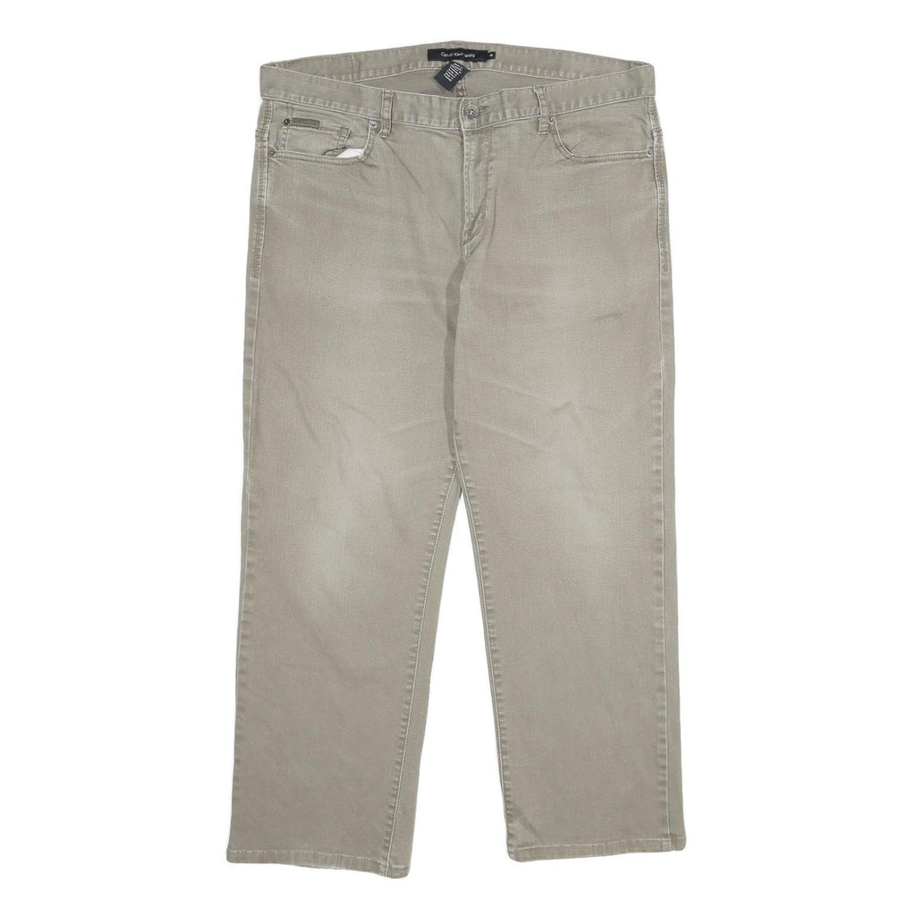 CALVIN KLEIN JEANS Mens Regular Fit Beige Denim W38 L30 Zip Cotton Blend Casual