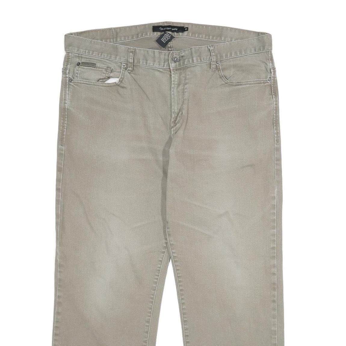 CALVIN KLEIN JEANS Mens Regular Fit Beige Denim W38 L30 Zip Cotton Blend Casual