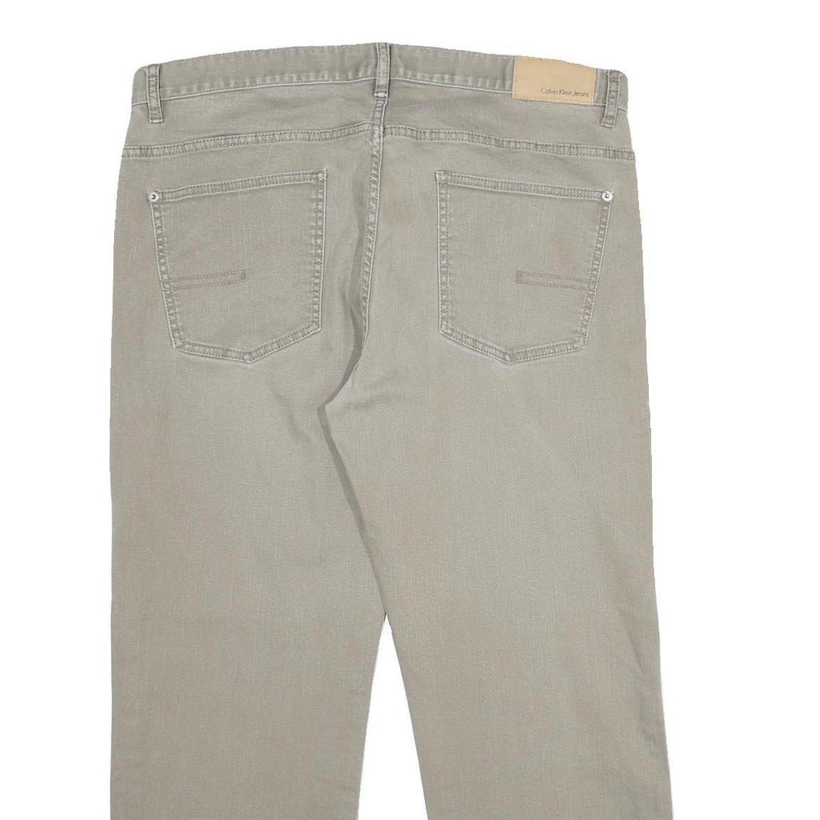 CALVIN KLEIN JEANS Mens Regular Fit Beige Denim W38 L30 Zip Cotton Blend Casual