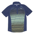 NIKE Mens Blue & Green Striped Short Sleeve Polo Shirt S Dri-Fit Sportswear