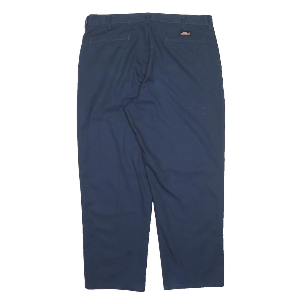 DICKIES Mens Regular Navy Blue Trousers W36 L29 Zip Polyester Blend Casual