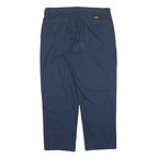 DICKIES Mens Regular Navy Blue Trousers W36 L29 Zip Polyester Blend Casual