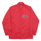 SPORTS MASTER Mens Red Nylon Button Jacket S Plain Lightweight Casual Outerwear