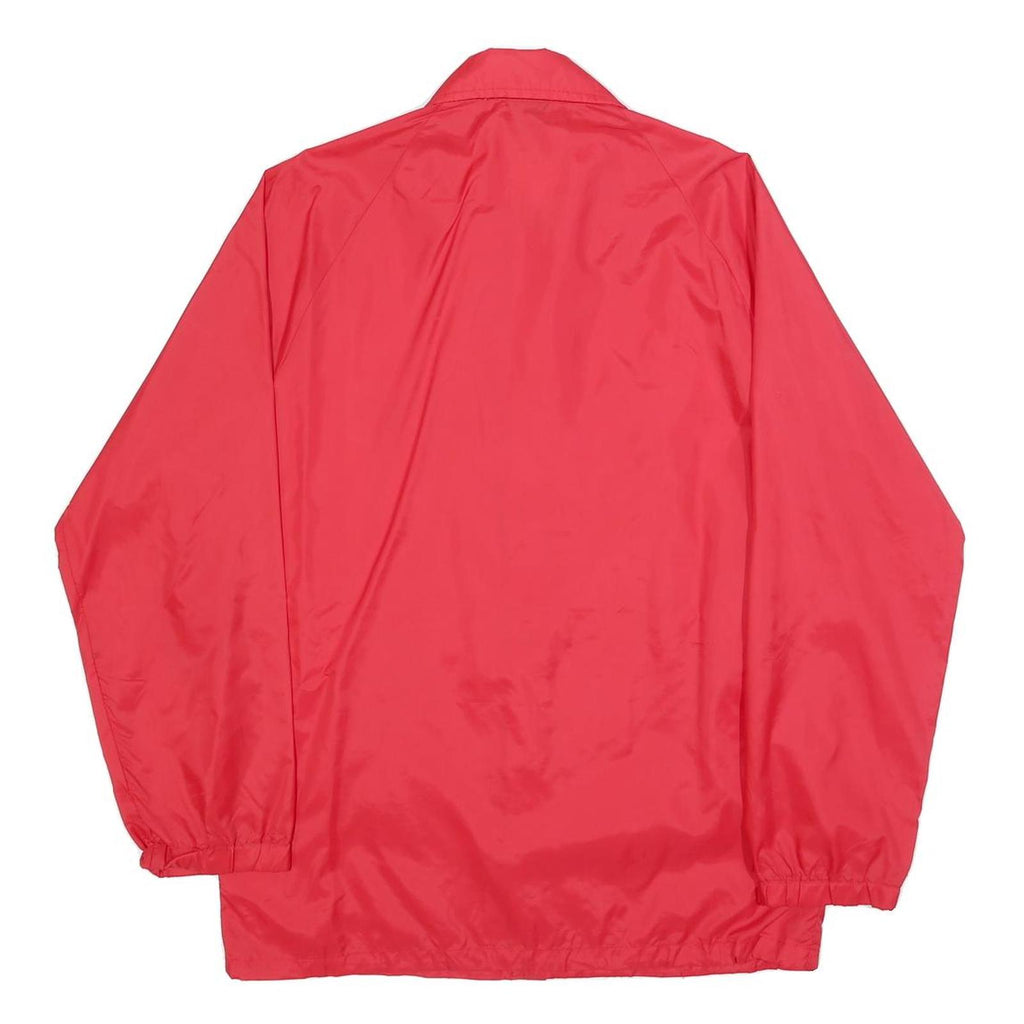 SPORTS MASTER Mens Red Nylon Button Jacket S Plain Lightweight Casual Outerwear