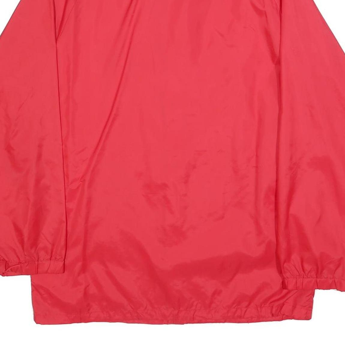 SPORTS MASTER Mens Red Nylon Button Jacket S Plain Lightweight Casual Outerwear