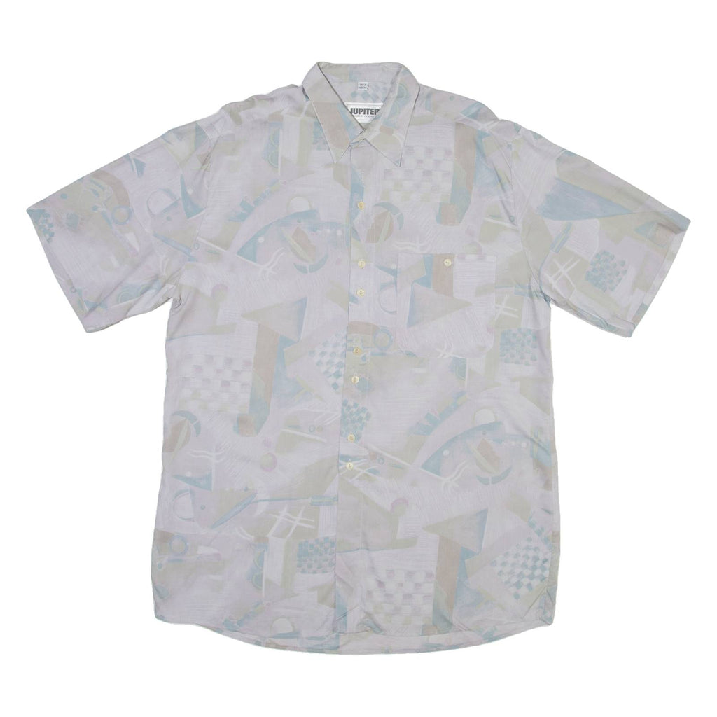 JUPITER Mens Shirt Grey Geometric M