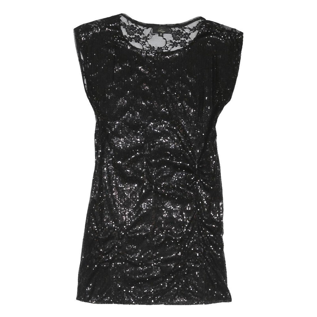 RAGE Womens Black Sequin Lace Mini Dress Polyester Blend Sleeveless UK 10 Party