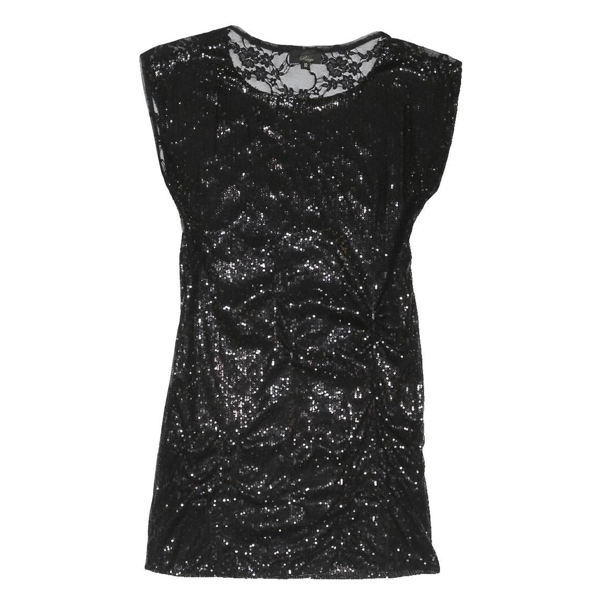 RAGE Womens Black Sequin Lace Mini Dress Polyester Blend Sleeveless UK 10 Party