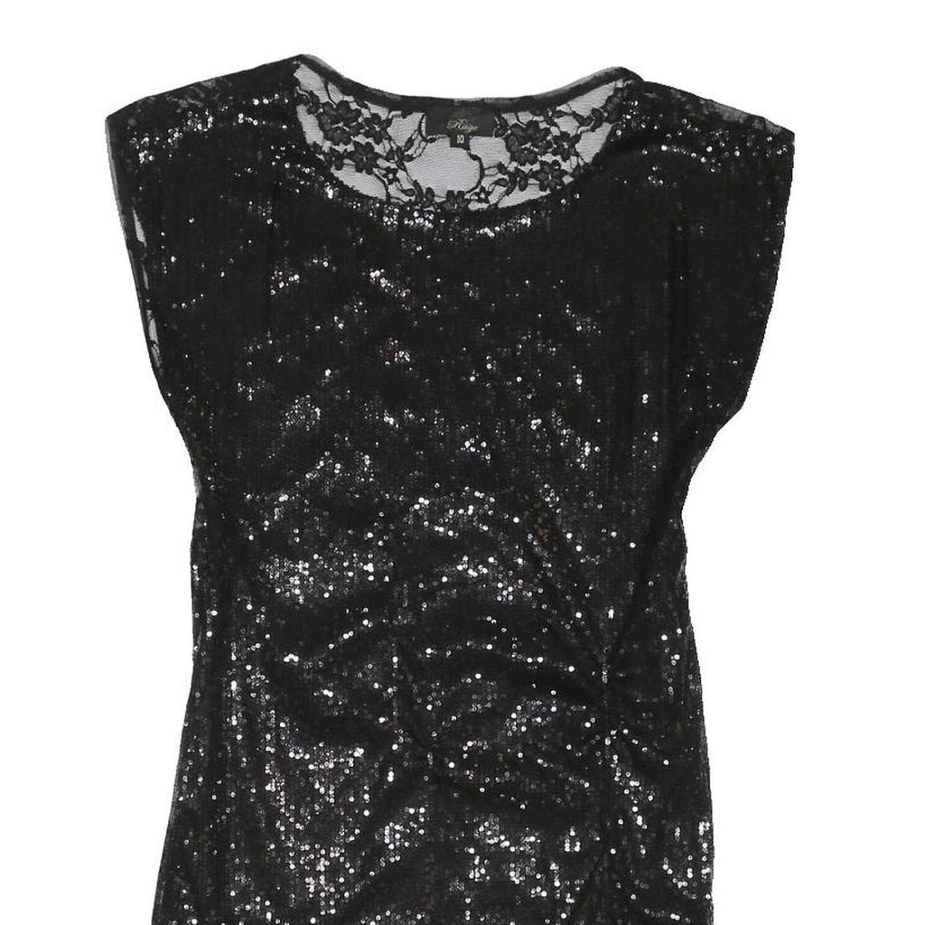 RAGE Womens Black Sequin Lace Mini Dress Polyester Blend Sleeveless UK 10 Party