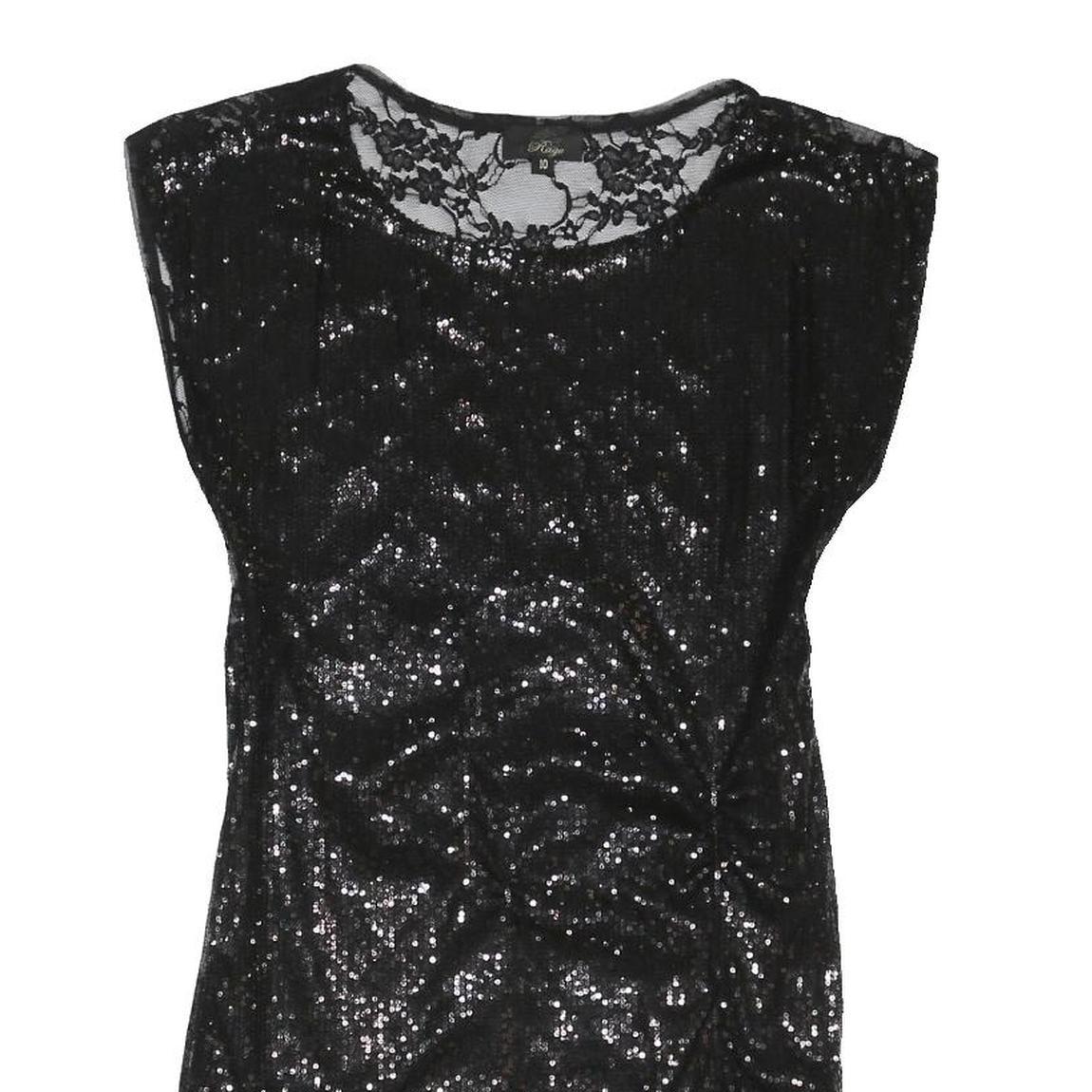 RAGE Womens Black Sequin Lace Mini Dress Polyester Blend Sleeveless UK 10 Party