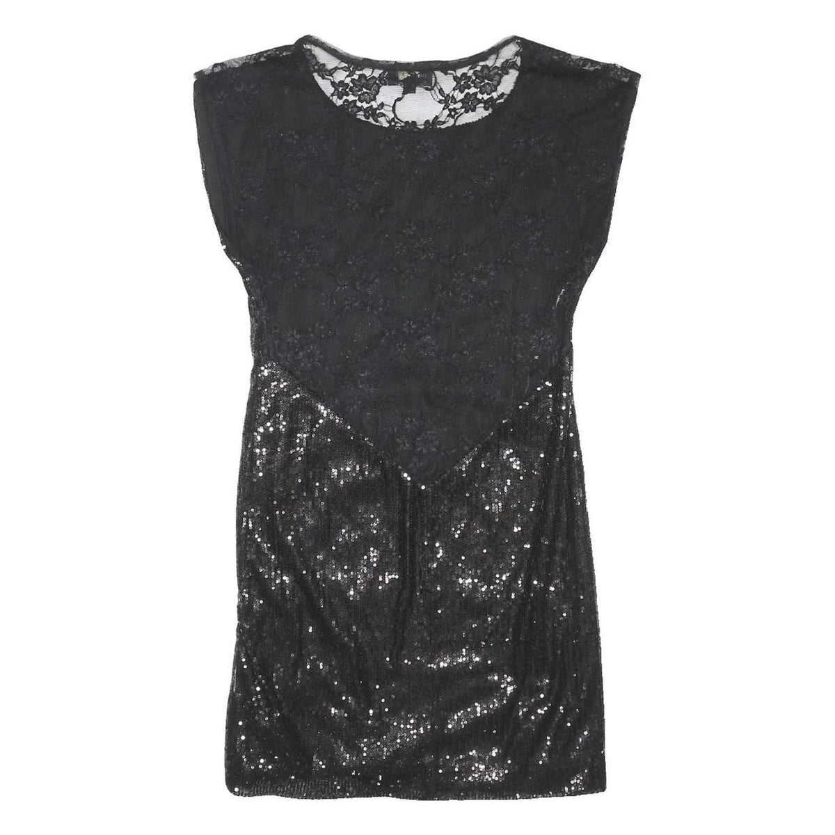 RAGE Womens Black Sequin Lace Mini Dress Polyester Blend Sleeveless UK 10 Party