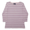 CREW CLOTHING Womens Pink & White Stripe Long Sleeve Round Neck UK 12 T-Shirt