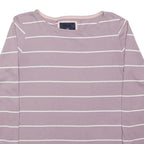 CREW CLOTHING Womens Pink & White Stripe Long Sleeve Round Neck UK 12 T-Shirt
