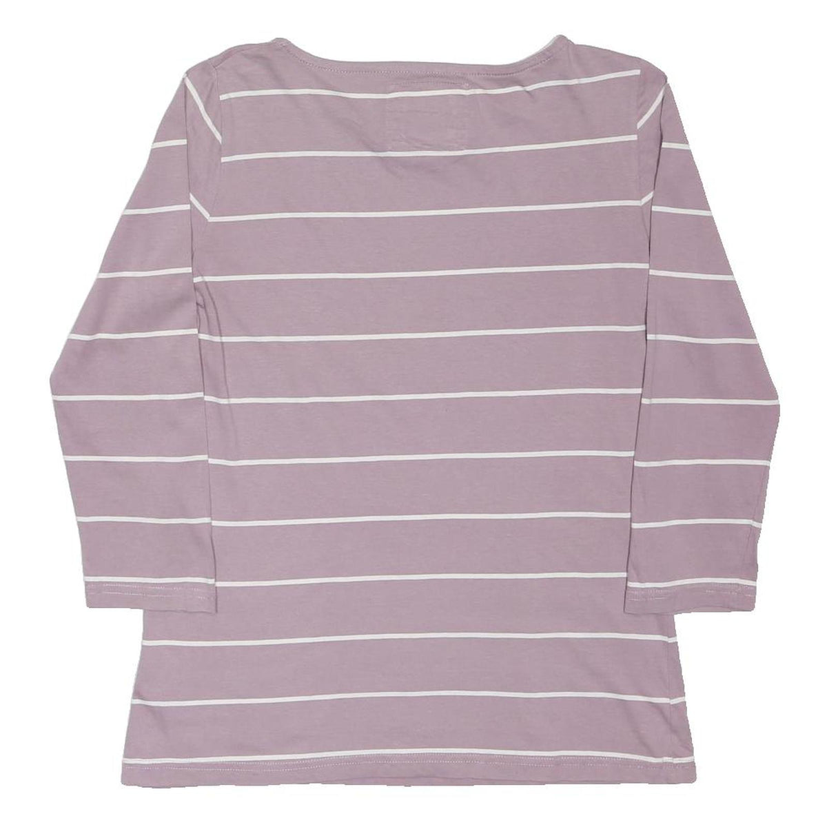 CREW CLOTHING Womens Pink & White Stripe Long Sleeve Round Neck UK 12 T-Shirt