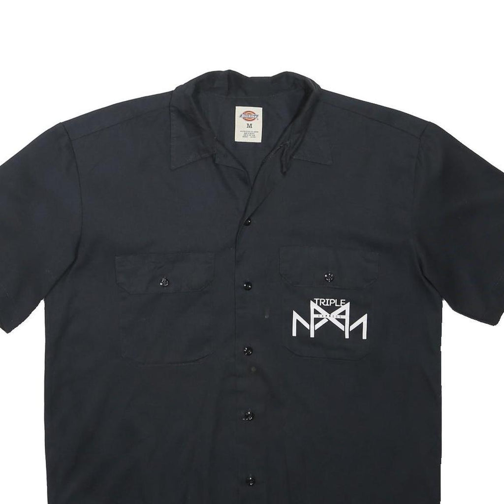 DICKIES Mens Black Cotton Blend Short Sleeve Plain M Workwear Polo Shirt