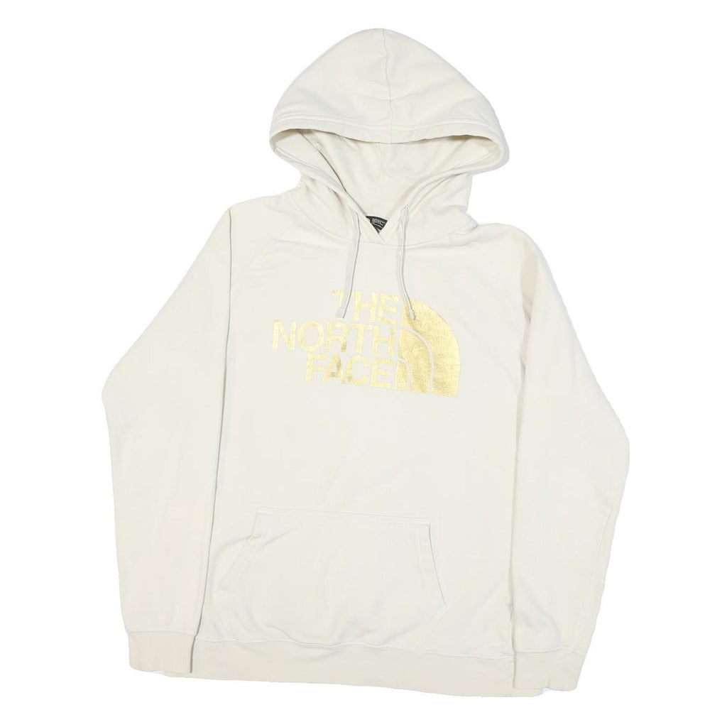 THE NORTH FACE Womens Cream Hoodie L Cotton Blend Pullover Hooded Sweatshirt