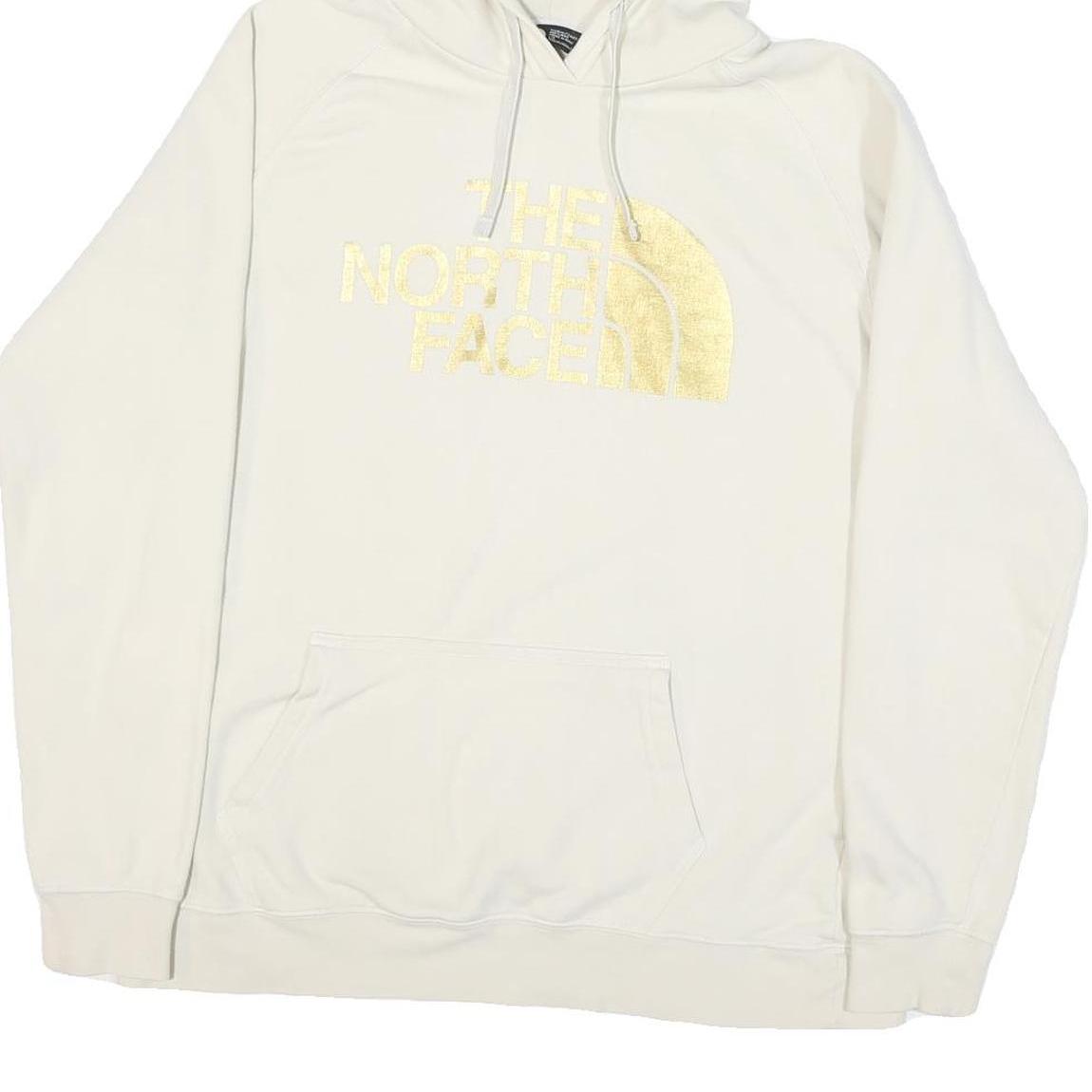 THE NORTH FACE Womens Cream Hoodie L Cotton Blend Pullover Hooded Sweatshirt