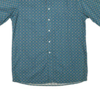 HONOURS Mens Blue Pattern Shirt L Cotton Blend Button Short Sleeve