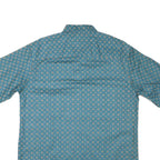 HONOURS Mens Blue Pattern Shirt L Cotton Blend Button Short Sleeve