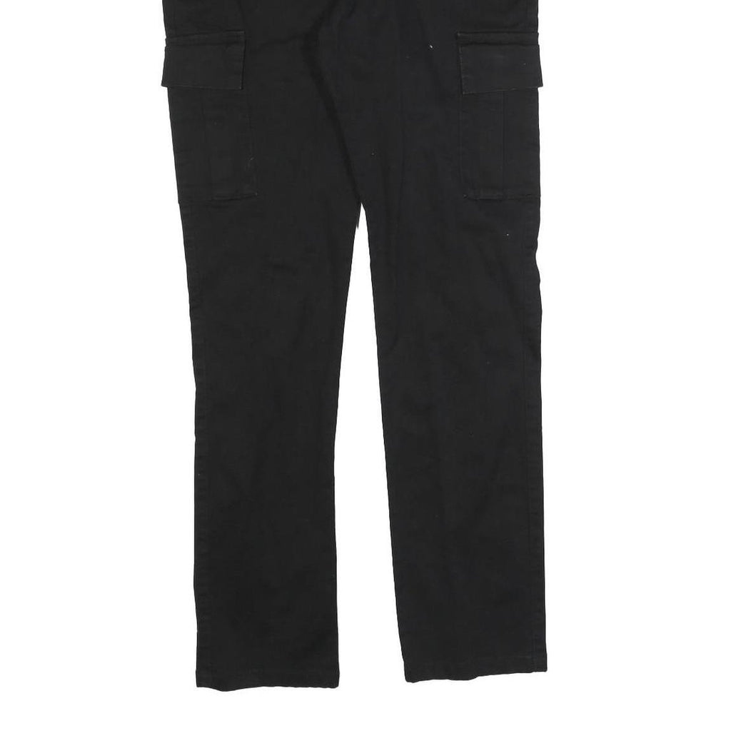 C&A Mens Cotton Blend Black Slim Cargo Trousers W30 L32 Smart Casual Zip Closure