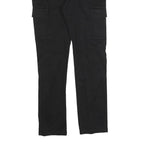 C&A Mens Cotton Blend Black Slim Cargo Trousers W30 L32 Smart Casual Zip Closure