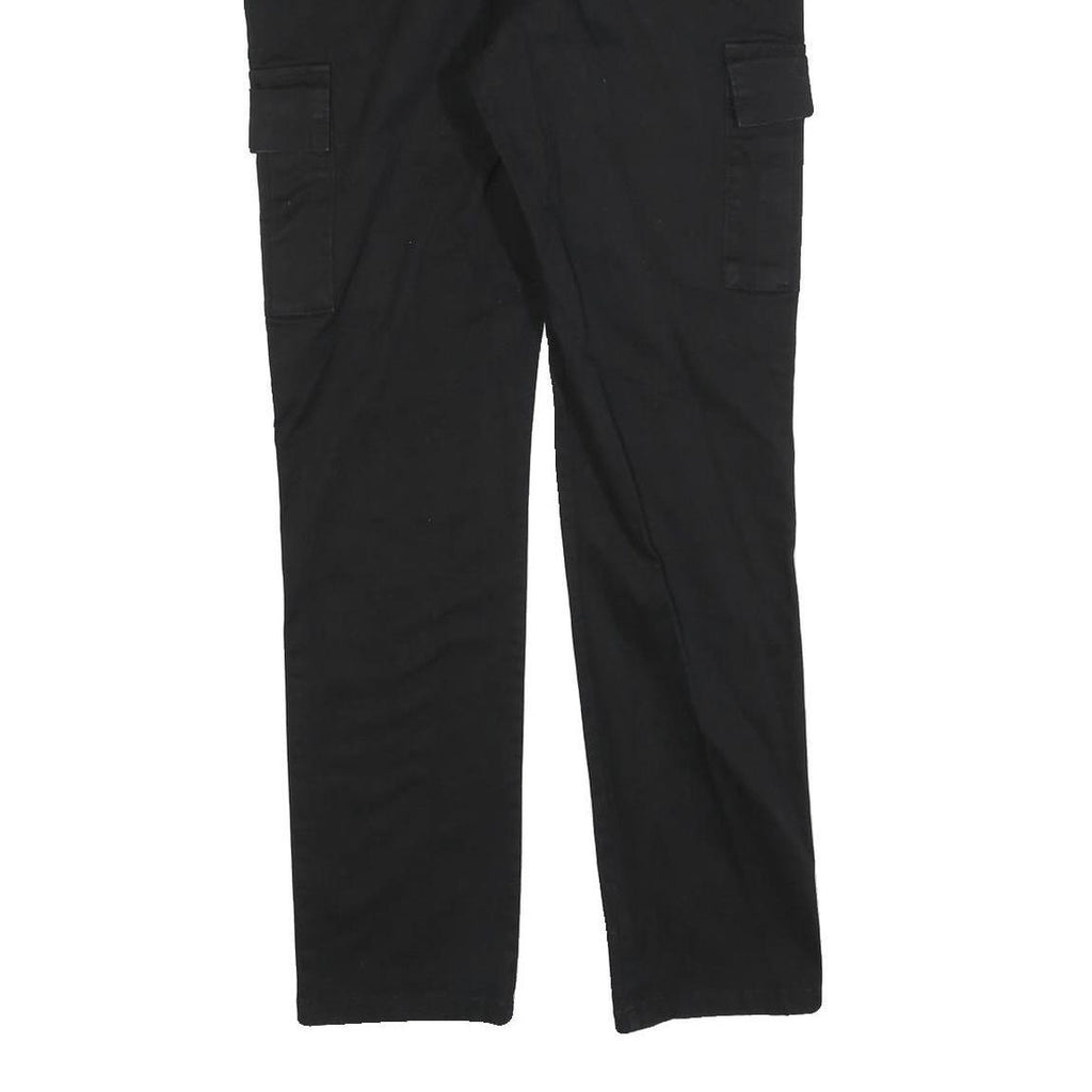 C&A Mens Cotton Blend Black Slim Cargo Trousers W30 L32 Smart Casual Zip Closure