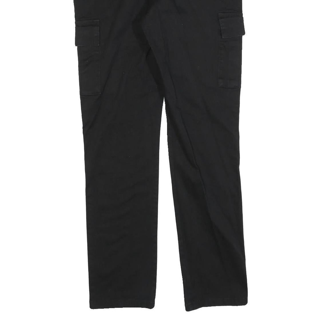 C&A Mens Cotton Blend Black Slim Cargo Trousers W30 L32 Smart Casual Zip Closure