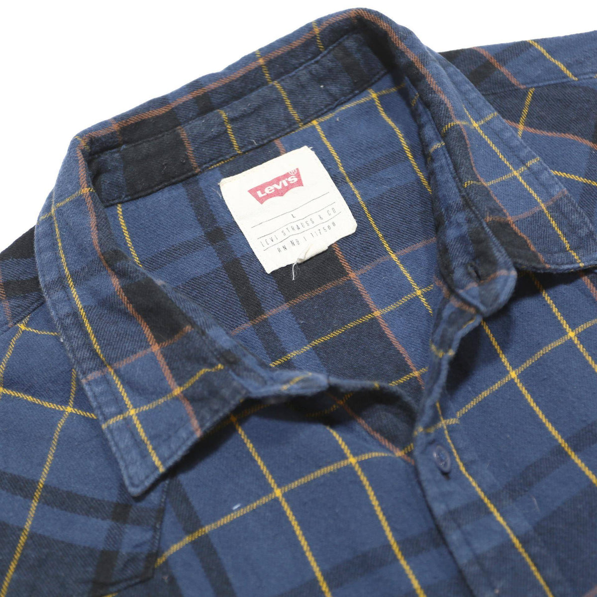 LEVI'S Mens Blue Check Shirt L Casual Cotton Long Sleeve Flannel