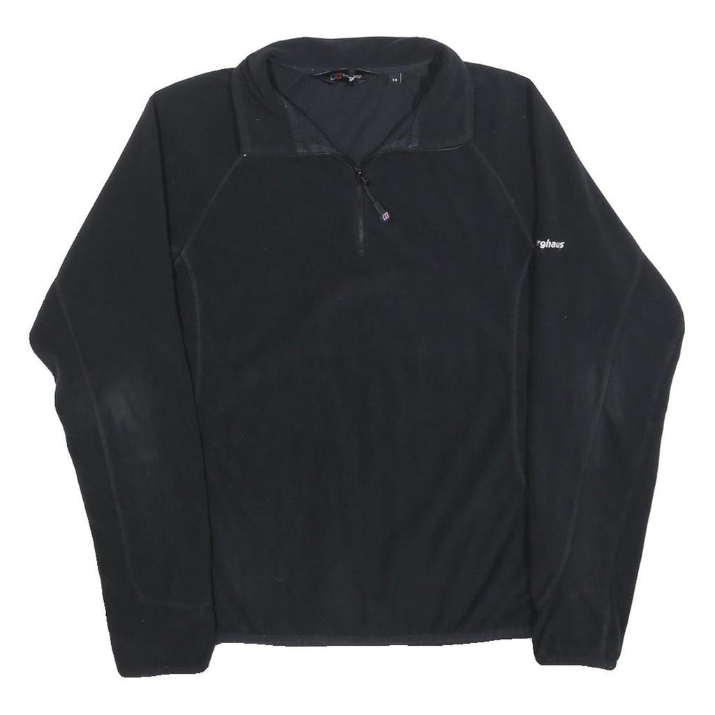 BERGHAUS Womens Black Plain Polyester Jumper 1/4 Zip Regular UK 14 Outdoor