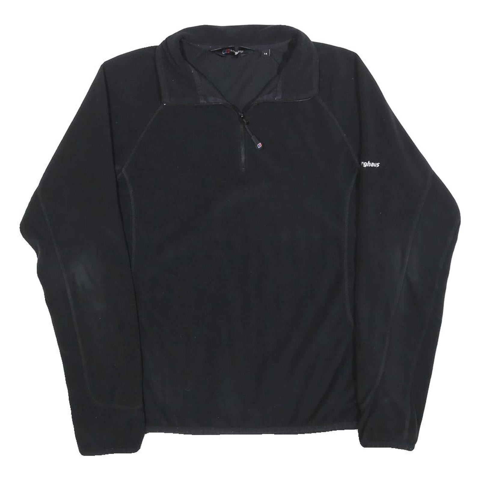 BERGHAUS Womens Black Plain Polyester Jumper 1/4 Zip Regular UK 14 Outdoor