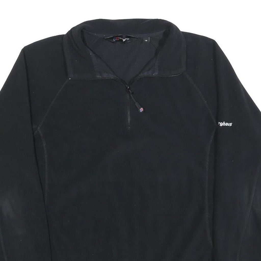 BERGHAUS Womens Black Plain Polyester Jumper 1/4 Zip Regular UK 14 Outdoor