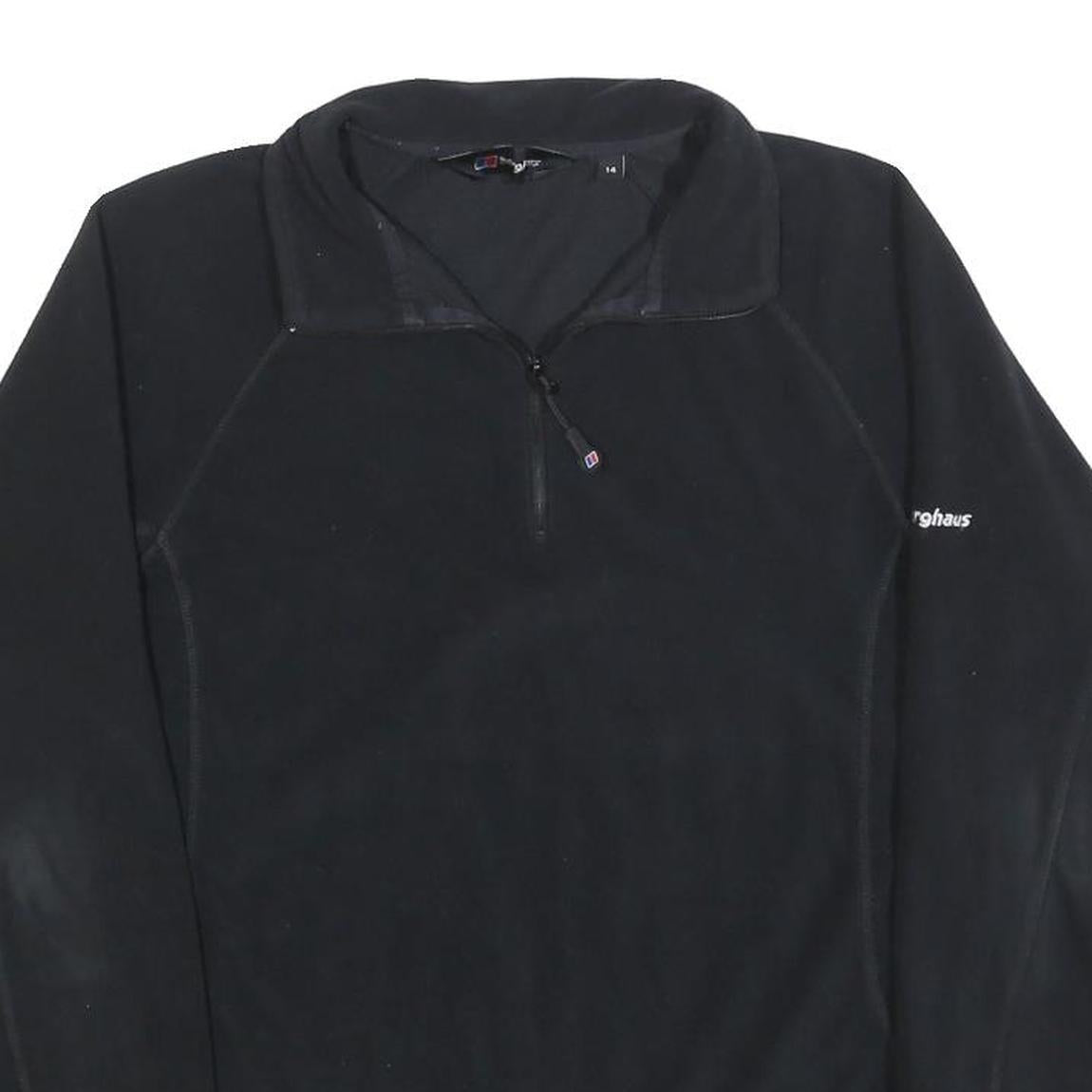 BERGHAUS Womens Black Plain Polyester Jumper 1/4 Zip Regular UK 14 Outdoor