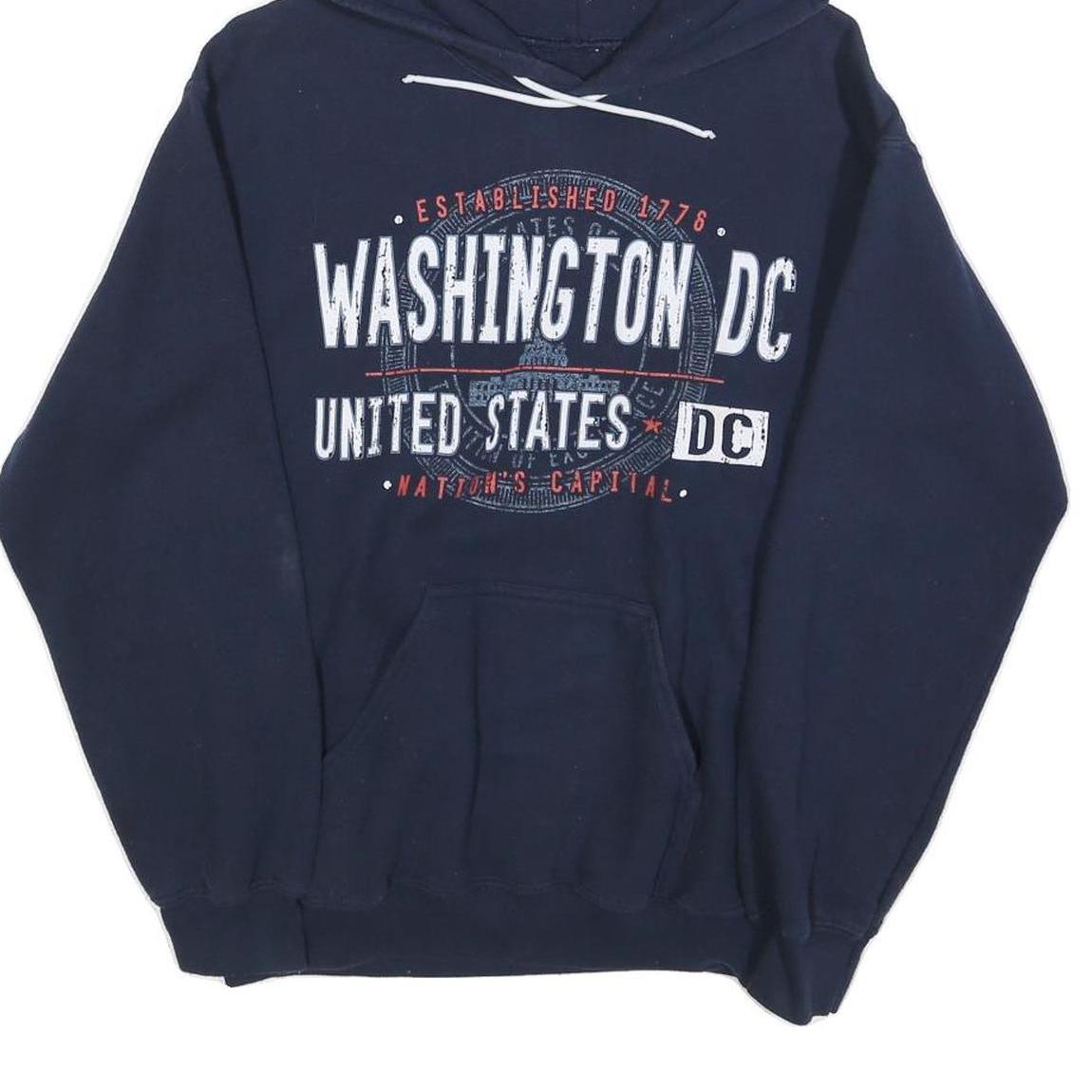 Mens Navy Blue Washington DC Printed Pullover Hoodie M Casual Sweatshirt