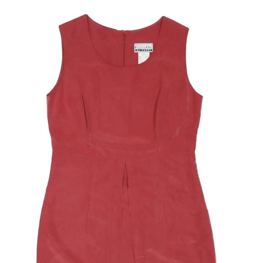 Womens Red Sleeveless Shift Dress Polyester Blend Size S Elegant Simple