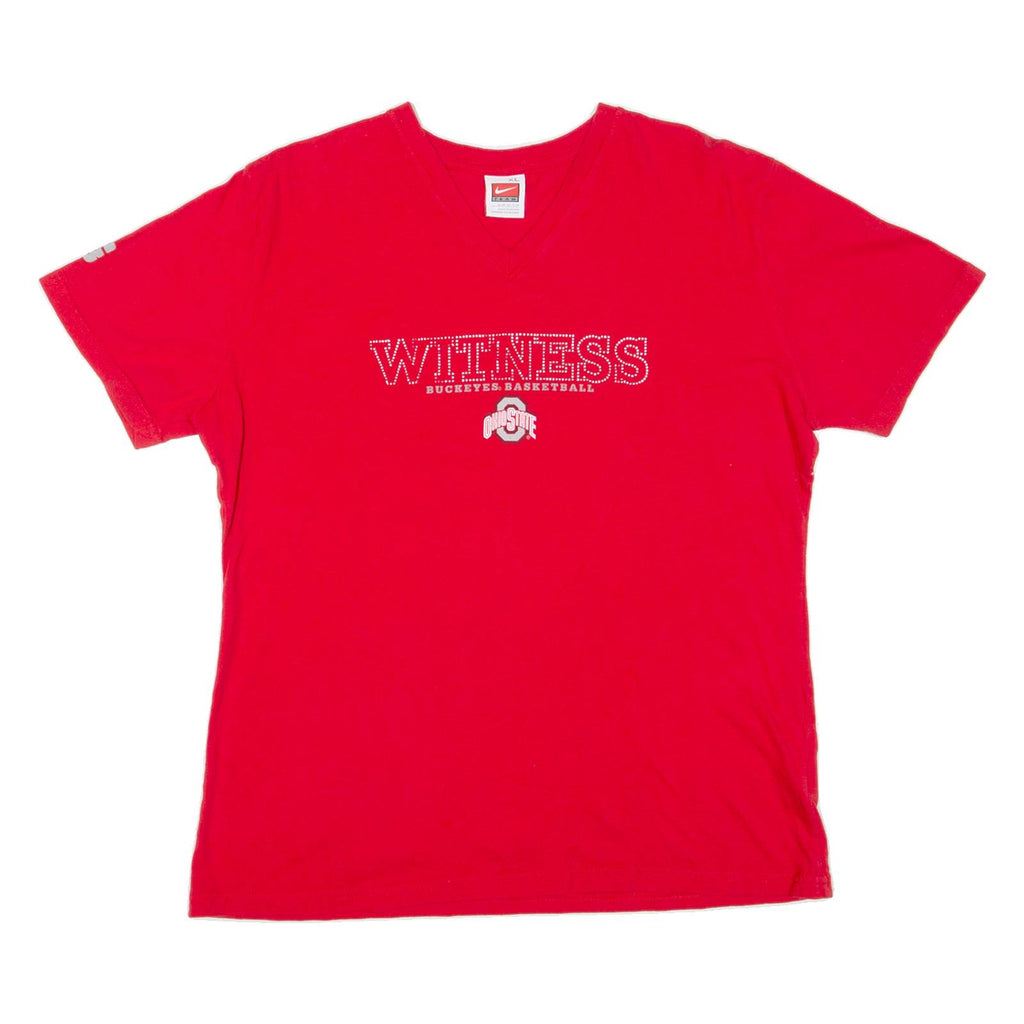 NIKE Buckeyes Basketball Womens T-Shirt Red USA V-Neck XL