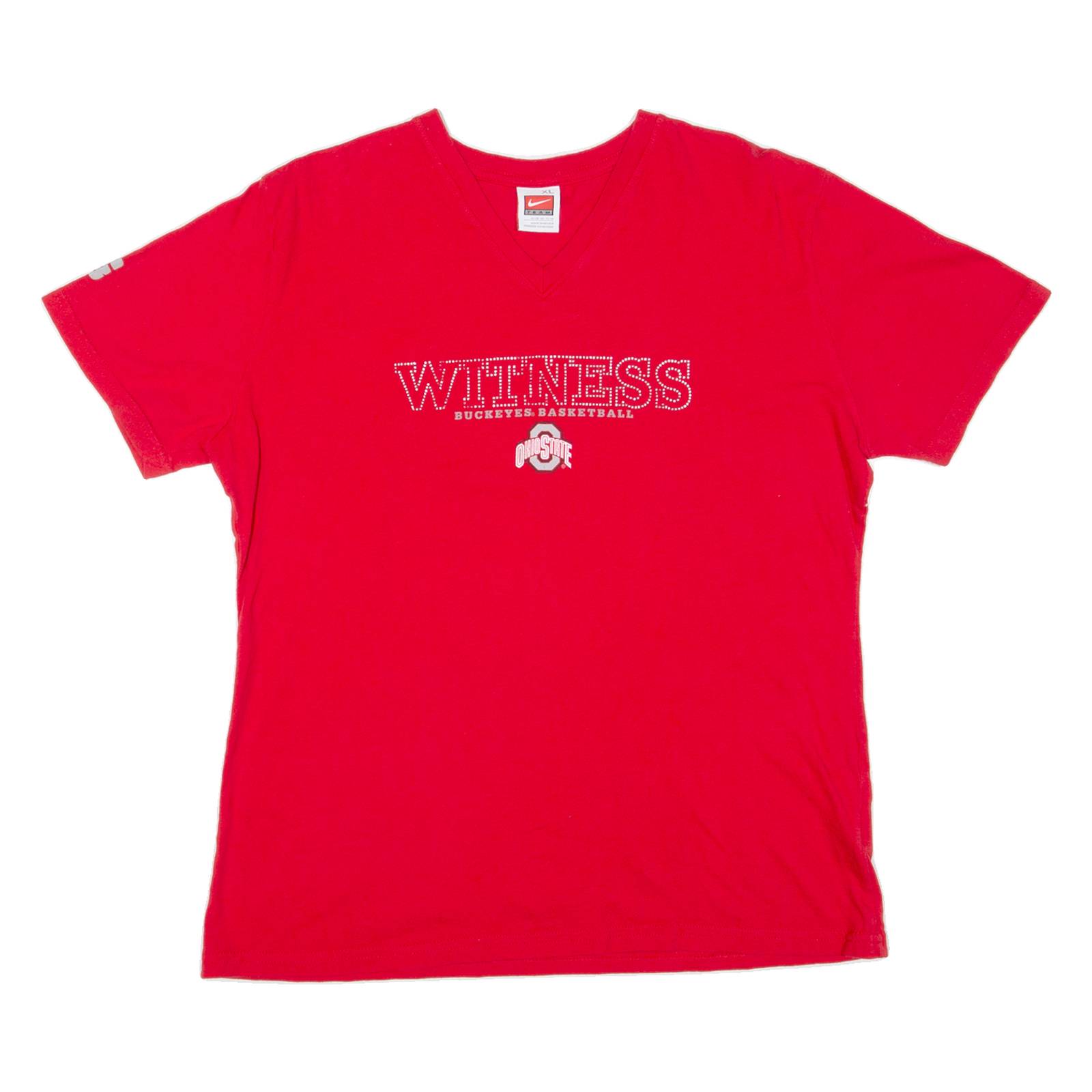 NIKE Buckeyes Basketball Womens T-Shirt Red USA V-Neck XL