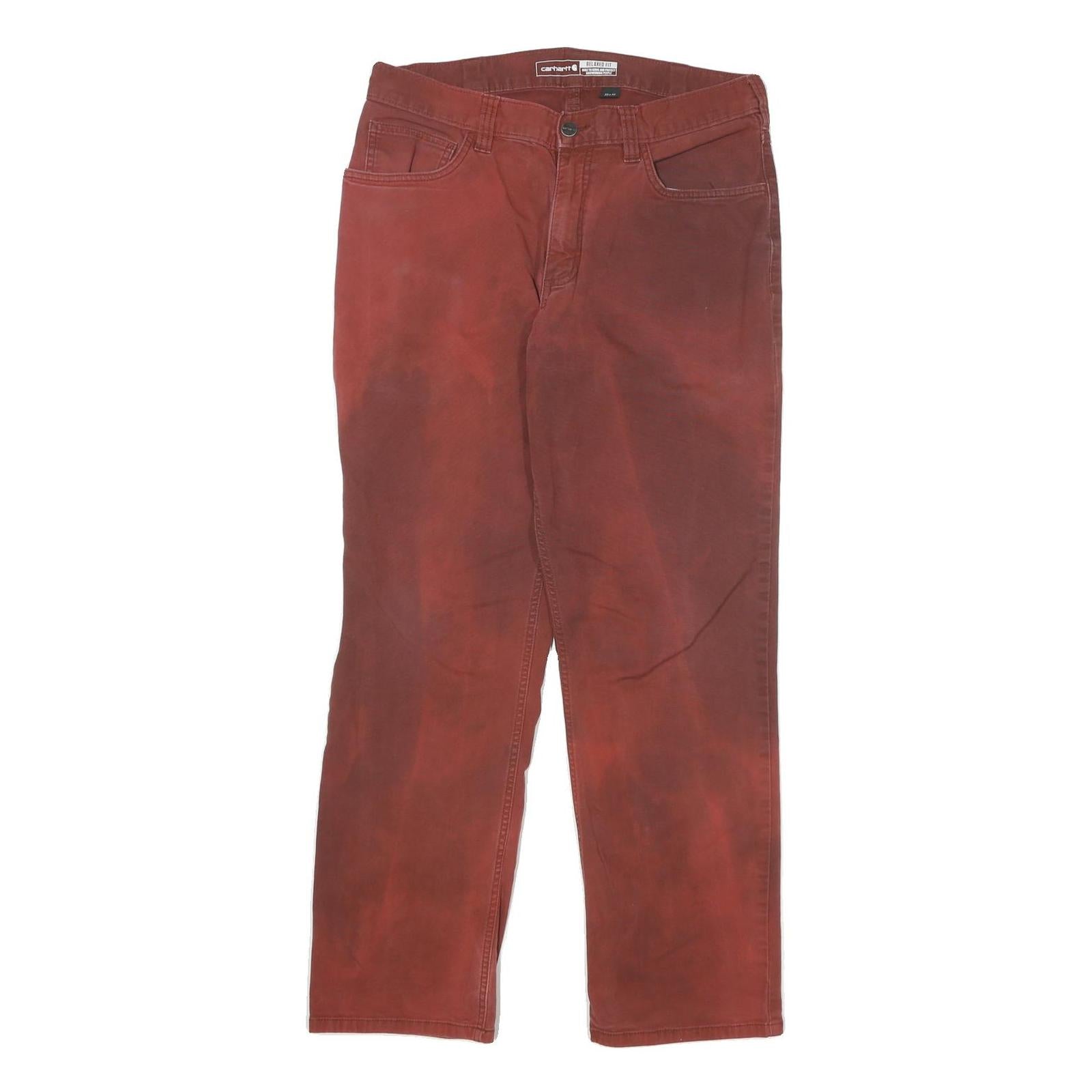 CARHARTT Mens Cotton Blend Relaxed Fit Red Trousers W32 L29 Workwear Casual