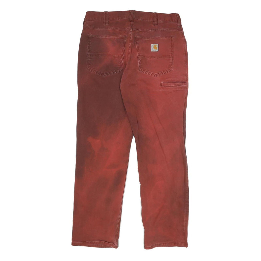 CARHARTT Mens Cotton Blend Relaxed Fit Red Trousers W32 L29 Workwear Casual