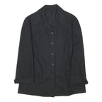 Womens Black Classic Jacket M Button Closure Plain Regular Fit Long Sleeve