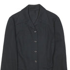 Womens Black Classic Jacket M Button Closure Plain Regular Fit Long Sleeve