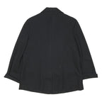 Womens Black Classic Jacket M Button Closure Plain Regular Fit Long Sleeve